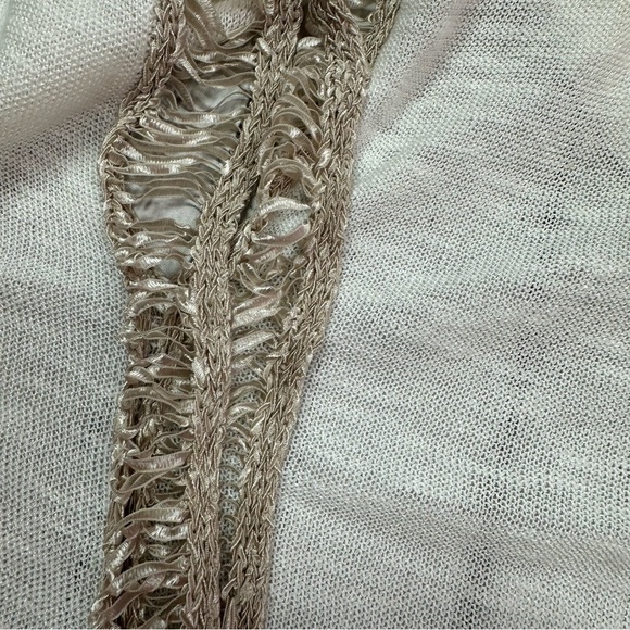 Chico's Cream Tan poncho Shrug sweater Textured Trim sz L/XL pull over v-neck - Picture 8 of 11